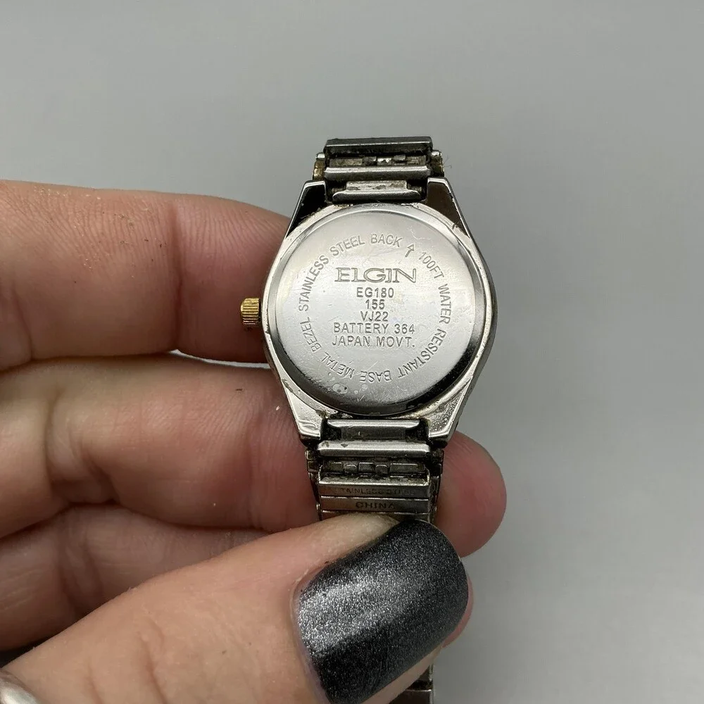 Elgin Womens Watch 24mm Cream Dial Two Tone Expansion Date New Battery